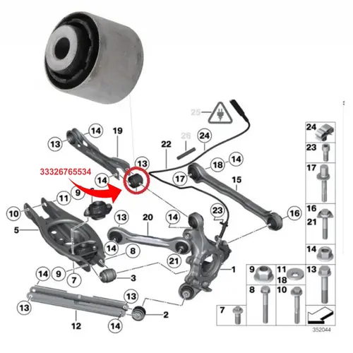 BUCHA BALANÃ‡A TRAS BMW 2.0 16V/ 3.0 24V N46/N20/N54/N55 2007 A 2015 33326765534/SKU1189
