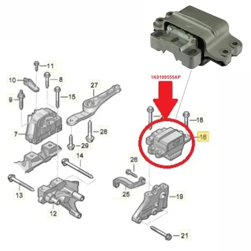 COXIM MOTOR ESQUERDO AUDI/VW 2.0 8V/ 2.5 20V 150/170CV 2007 A 2017 1K0199555AP/SKU1477