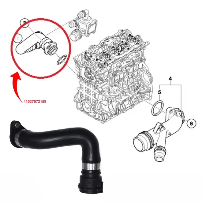 TUBO MANGUEIRA/FLANGE BLOCO/VALVULA TERMOSTATICA BMW 118I/120I/318I/320I/X1 2.0 16V N46 20