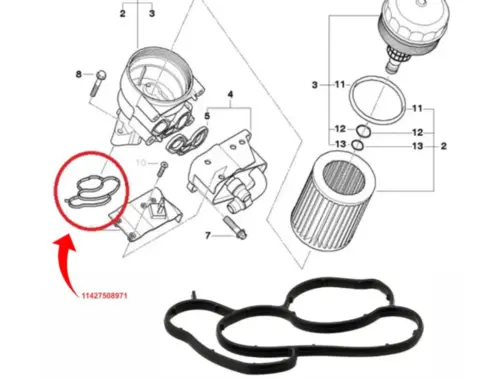 JUNTA SUPORTE FILTRO ÓLEO BMW 118I 120I 318I 320I X1 18I 20I 2.0 16V N46 2008 A 2014