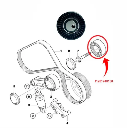 ROL GUIA COR ALT/ACD1.6/1.8 8V/2.5/3.0/3.2 24V/4.0 V8/5.0 V10 1993 A 2011 11281748130/SKU1