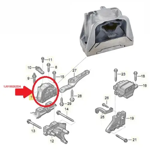 COXIM MOTOR DIREITO VW JETTA 2.5 20V 150/170CV 2007 A 2011 1J0199262DA/SKU1093