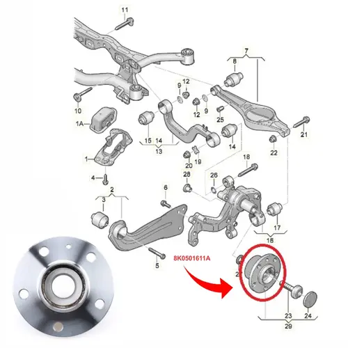 CUBO COM ROLAMENTO RODA TRASEIRO COM ABS AUDI A4 B8, A4 B9, A5 E A6 2008 A 2022 32 MM