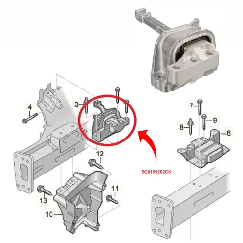 COXIM MOTOR DIREITO VW GOLF MK7 1.0 12V 200 TSI/2.0 16V TSI 2013 A 2018 5Q0199262CK/SKU147