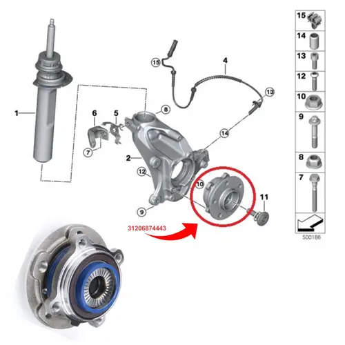 CUBO DE RODA DIANTEIRA COM ROLAMENTO ABS BMW 220I 228I M235I X1 X2 I3 I8 COOPER F56 1.5 12V 2.0 16V 2014 A 2021