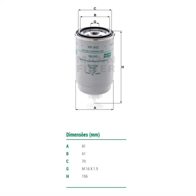FILTRO DIESEL LAND ROVER DEFENDER 2.5 8V TDI 98 - 05 AEU2147L/SKU1443