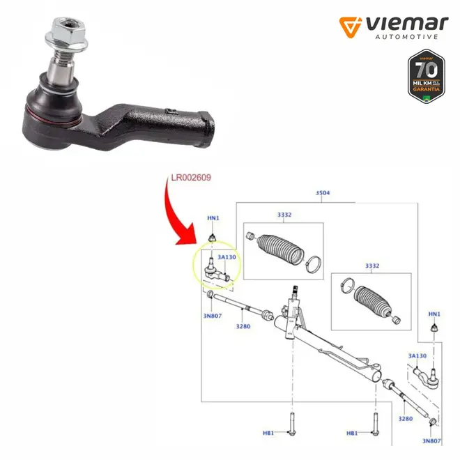 TERMINAL DIRECAO LD LAND ROVER/VOLVO 3.0/3.2 6CC 24V/2.2 16V 2006 A 2014 LR002609/SKU2570