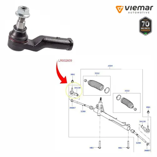 TERMINAL DIRECAO LD LAND ROVER/VOLVO 3.0/3.2 6CC 24V/2.2 16V 2006 A 2014 LR002609/SKU2570