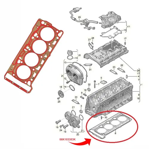 JUNTA CABECOTE AUDI/VW 1.8/2.0 16V 2013 A 2019 06K103383K/SKU1245