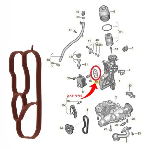 JUNTA TROCADOR CALOR AUDI/VW 2.0 16V TFSI/TSI 06K117070B/SKU1273
