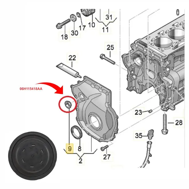 TAMPAO TAMPA DISTRIBUICAO AUDI/VW 2.0 16V 2009 A 2015 06H115418AA/SKU1349