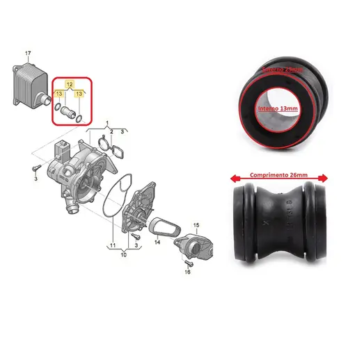 TUBO BOMBA AGUA/TROCADOR CALOR AUDI/VW 2.0 16V 2009 A 2013 06H121131C/SKU1631