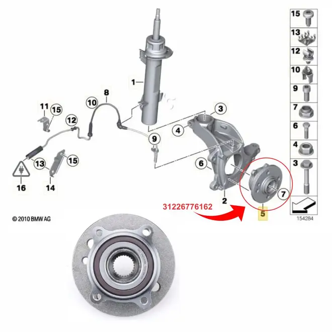 CUBO RODA DIANTEIRA C/ROLAMENTO MINI COOPER S ONE CLUBMAN COUPÉ ROADSTER R55 R56 R57 31226776671