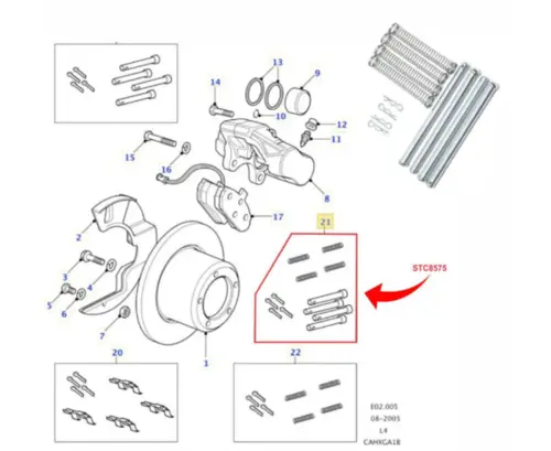 KIT PINOS TRAVAS MOLAS PASTILHA FREIO LAND ROVER DEFENDER DISCOVERY RANGE ROVER CLASSIC 2.5 3.9 1986 A 2010