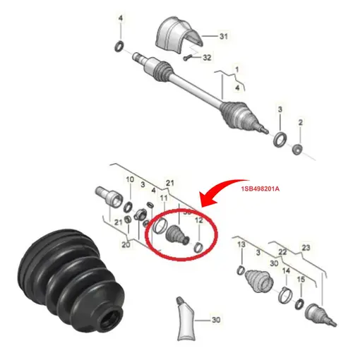 COIFA HOMOCINETICA LADO CAMBIO VOLKSWAGEN UP! 1.0 12V MPI/TSI 2014 A 2021 1SB498201A/SKU12
