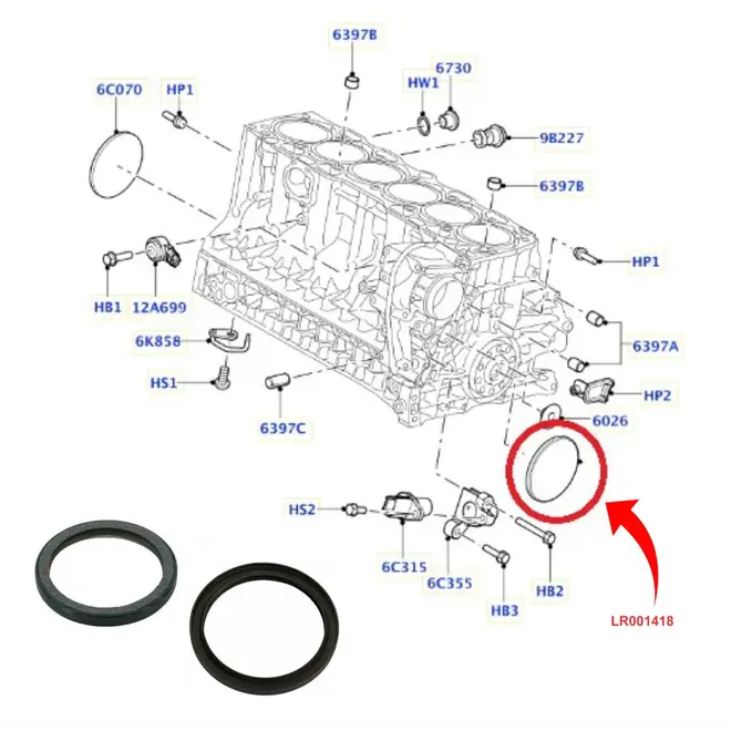 RET VIR TRAS LAND ROVER 3.2 24V/ VOLVO 3.0/3.2 24V Ã˜98X118X10 LR001418/SKU1333