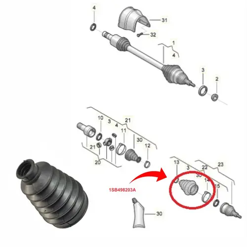 COIFA HOMOCINETICA LADO RODA VOLKSWAGEN UP! 1.0 12V MPI/TSI 2014 A 2021 1SB498203A/SKU1275
