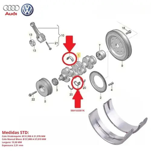JG BRONZINA MANCAL 025 AUDI/VW 1.8/2.0 16V TFSI 2013 A 2019 06H105561K/SKU2701