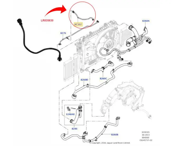 TUBO RETORNO ÁGUA RADIADOR LAND ROVER RANGE ROVER DISCOVERY 3.0 4.4 5.0 V6 V8