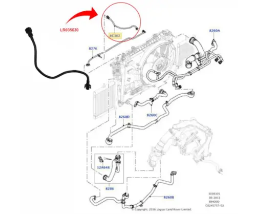 TUBO RETORNO ÁGUA RADIADOR LAND ROVER RANGE ROVER DISCOVERY 3.0 4.4 5.0 V6 V8