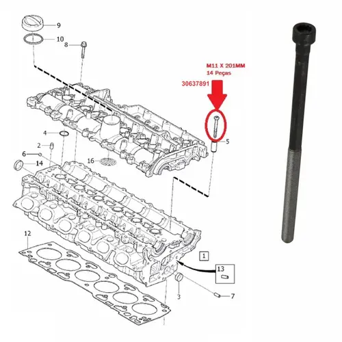 JOGO PARAFUSO DO CABEÇOTE LAND ROVER FREELANDER 2 VOLVO S60 S80 V60 XC60 XC70 XC90 3.0 24V T6 3.2 24V I6 2007 A 2017
