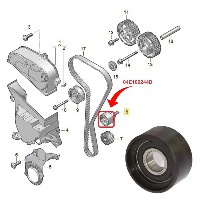 POLIA GUIA CORREIA DENTADAAUDI A1/A3/Q3 1.4/VW GOLF/JETTA/T-CROSS/UP!/VIRTUS 1.0/1.4/1.6 0