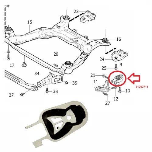 COXIM CAMBIO TRASEIRO FINO VOLVO S60/S80/V60/V70/XC60 2.0 16V T 2010 A 2018 31262713/SKU10