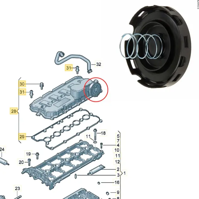 RESPIRO TAMPA VALVULA VW JETTA 2.5 20V 150CV/170CV 2007 A 2011 07K103469F/SKU2825