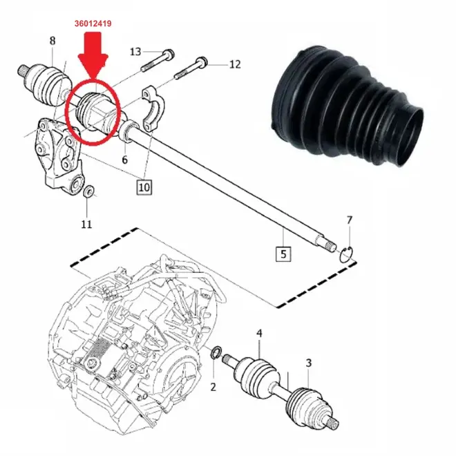 COIFA DIAN HOMOCINETICA L/CAMBIO VOLVO 1.6 16V/ 2.0 16V /3.0/3.2 24V 36012419/SKU1079
