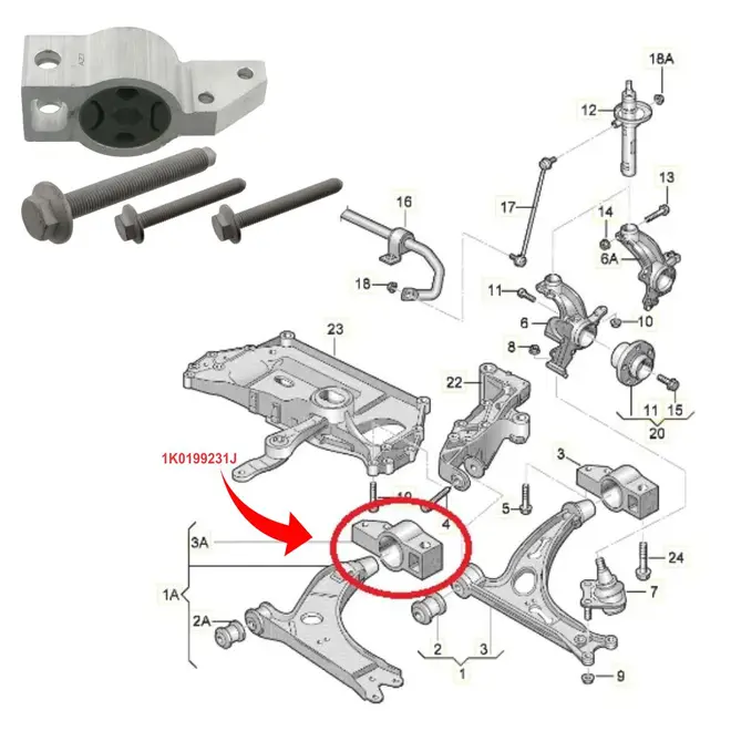 BUCHA BANDEJA GRANDE DIAN ESQ VW 2.5 20V 2007 A 2012 1K0199231J/SKU1627