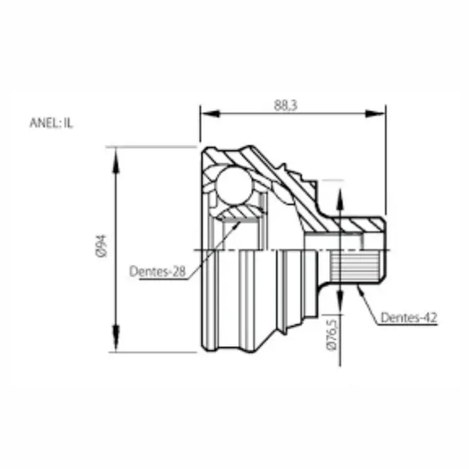 JUNTA HOMOCINÉTICA LADO RODA 28X42 DENTES AUDI A4 A5 A6 A7 A8 2011 A 2018