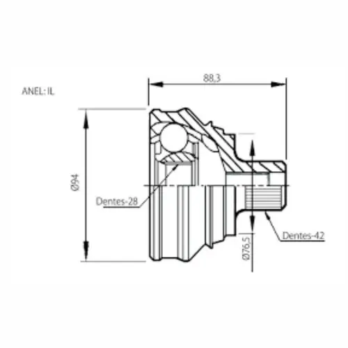 JUNTA HOMOCINÉTICA LADO RODA 28X42 DENTES AUDI A4 A5 A6 A7 A8 2011 A 2018