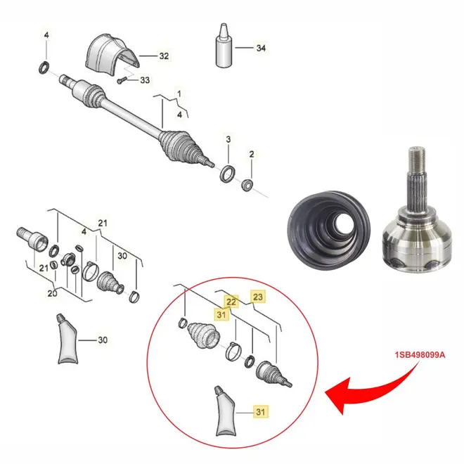 HOMOCINETICA DIAN RODA 22X24D VW UP! 1.0 12V TSI 2014 A 2021 1SB498099A/SKU955