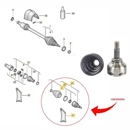 HOMOCINETICA DIAN RODA 22X24D VW UP! 1.0 12V TSI 2014 A 2021 1SB498099A/SKU955