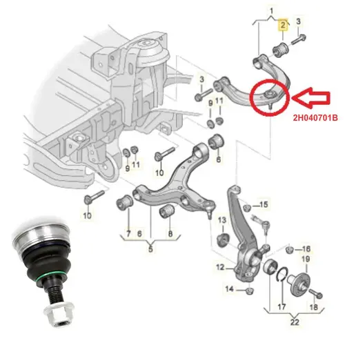 PIVO BANDEJA SUP VW 2.0 16V TDI 11 A 19 2H0407021B/SKU905