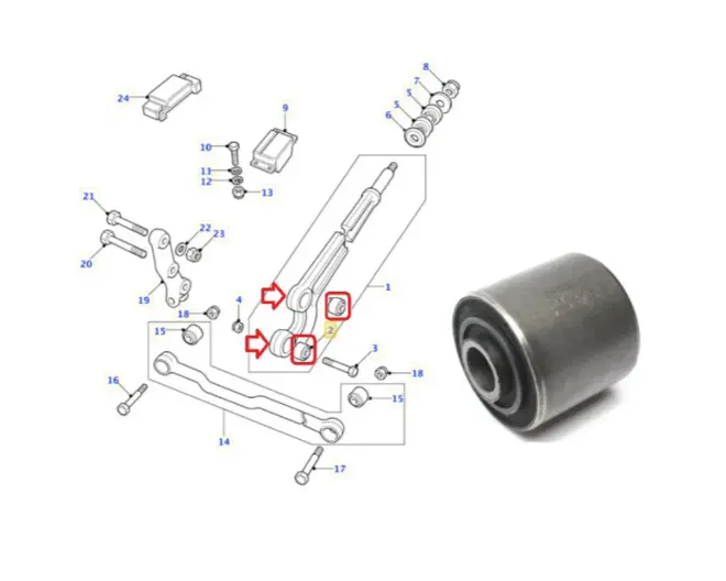 BUCHA FERRO BRAÇO TIRANTE TENSOR DIANTEIRO LAND ROVER DEFENDER 90 110 130 DISCOVERY 1 2.4 2.5 3.9 1989 A 2010