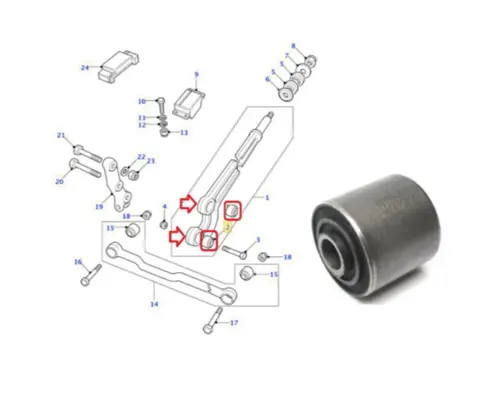 BUCHA FERRO BRAÇO TIRANTE TENSOR DIANTEIRO LAND ROVER DEFENDER 90 110 130 DISCOVERY 1 2.4 2.5 3.9 1989 A 2010