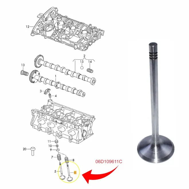 VALVULA ESC AUDI/VW 2.0 16V TFSI  101.9X28.1X6X3 06D109611H/SKU635