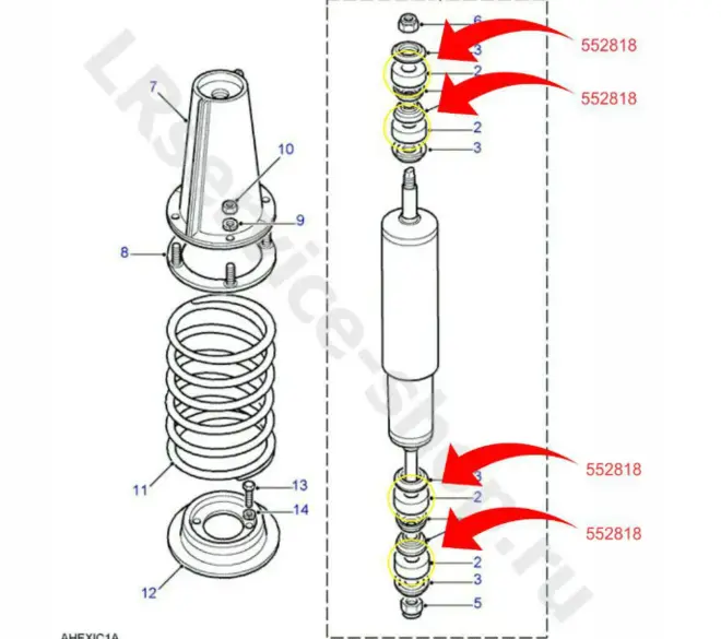 BUCHA BORRACHA AMORTECEDOR DIANTEIRO LAND ROVER DEFENDER 90 110 130 DISCOVERY 1 2.4 2.5 3.9 1989 A 2010