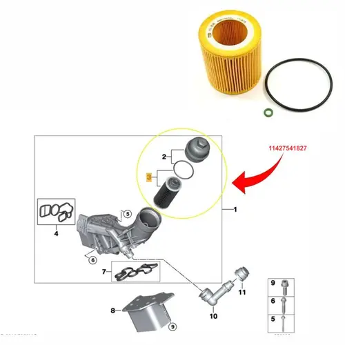 FILTRO LUBRIFICANTE BMW 2.0 16V/3.0 16/24V N20N54/N55 11427541827/SKU805