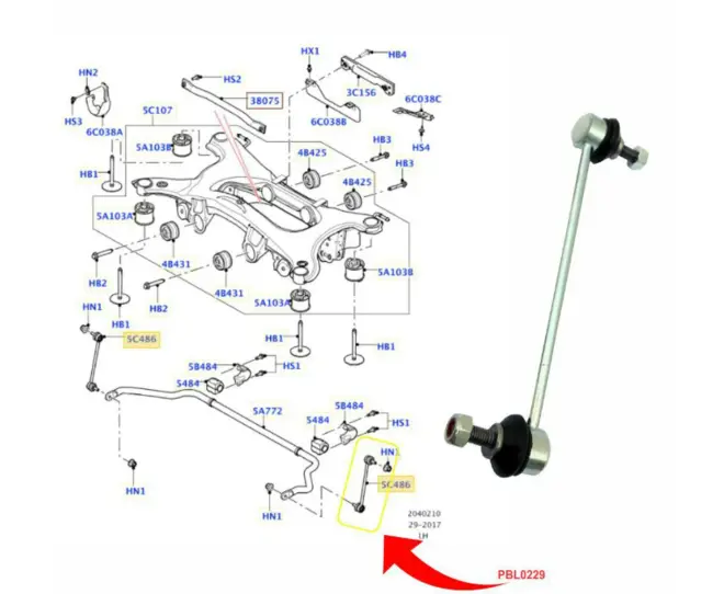 BIELETA BARRA ESTABILIZADORA TRASEIRA LAND ROVER EVOQUE FREELANDER 2 2.0 2.2 3.2 16V 24V 2007 A 2018