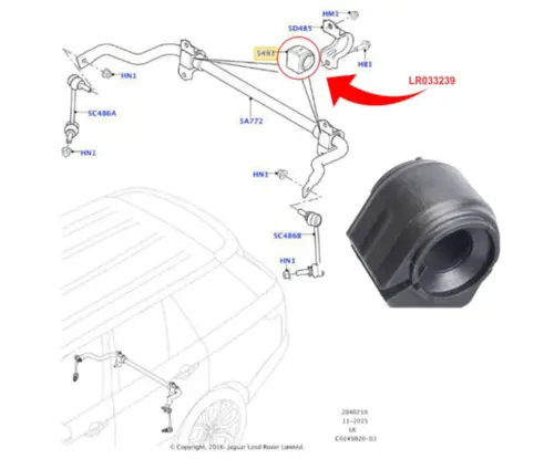 BUCHA BARRA ESTABILIZADORA LAND ROVER RANGE ROVER SPORT VOGUE 5.0 32V V8 2014 A 2021