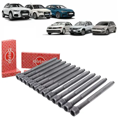 JOGO PARAFUSO DO CABEÇOTE 117 MM AUDI A1 A3 A4 A5 Q3 Q5 TT VW FUSCAL JETTA PASSAT CC TIGUAN EOS 2.0 16V TFSI TSI 2007 A 2015