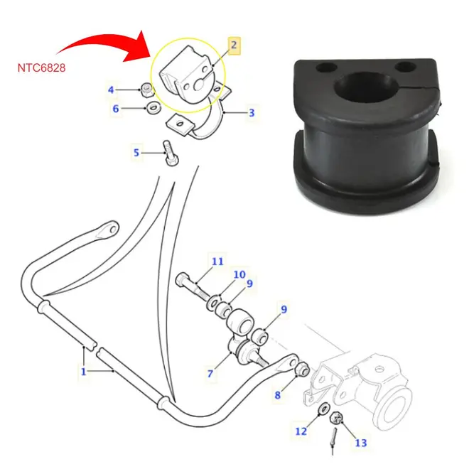BUCHA EST DIANT LAND ROVER DEFENDER 2.5 8V / DISCOVERY 1 2.5 8V/3.9 12V  NTC6828/SKU637