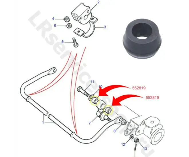 BUCHA BORRACHA BIELETA SUSPENSÃO LAND ROVER DEFENDER 90 110 130 DISCOVERY 1 2.4 2.5 3.9 1989 A 2010