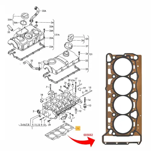 JUNTA CABECOTE MOTOR AUDI/VW 2.0 16V TFSI 2008 A 2012 06H103383AF/SKU515