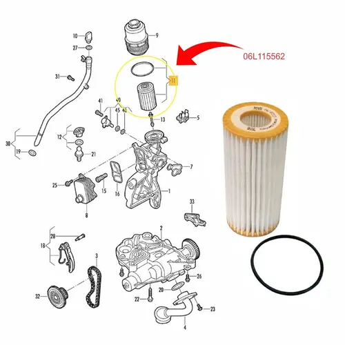 FILTRO LUBRIFICANTE AUDI/VW 1.8/2.0 16V TFSI 2013/... 06L115562/SKU557