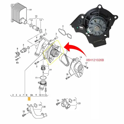 BOMBA AGUA AUDI/VW 2.0 16V TFSI PLASTICO 06H121026B/SKU593